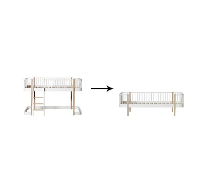 Original low loft bed 128/138 cm to day bed. white/oak