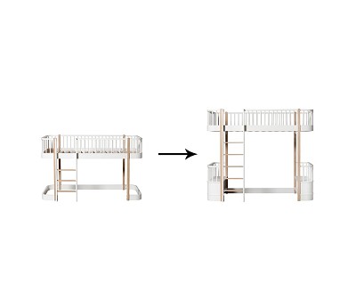 Original low loft bed 128/138 cm to loft bed. white/oak