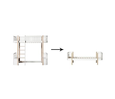 Original loft bed to bed. white/oak
