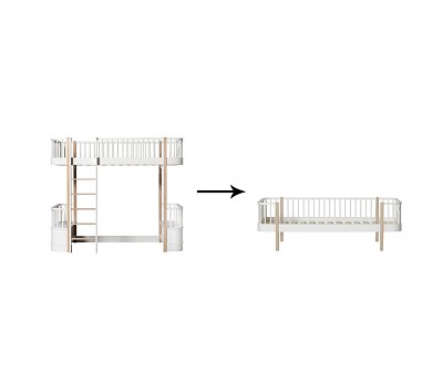 Original loft bed to day bed. white/oak