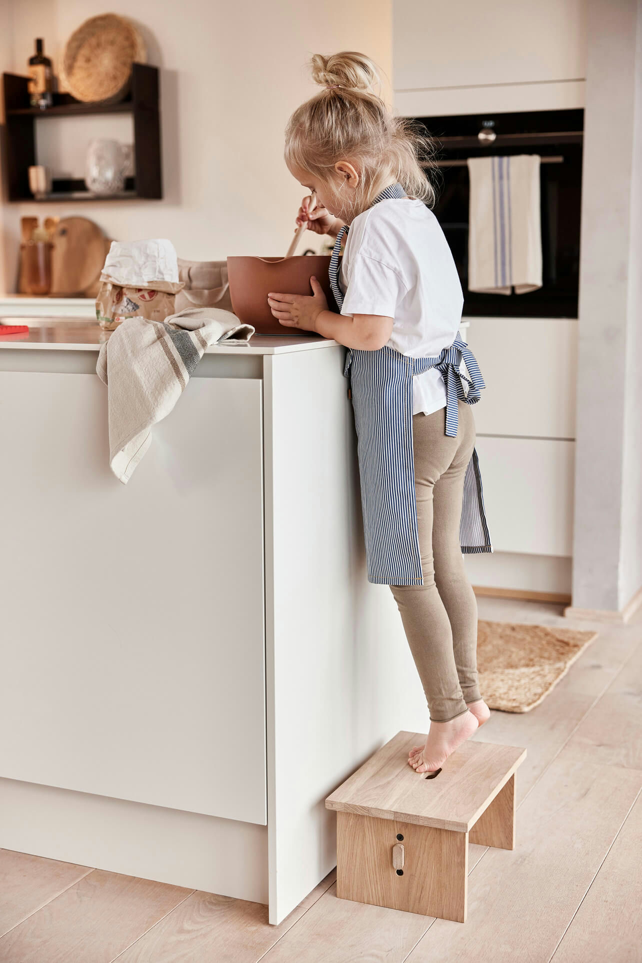 Striped Denim Elephant Apron Blue