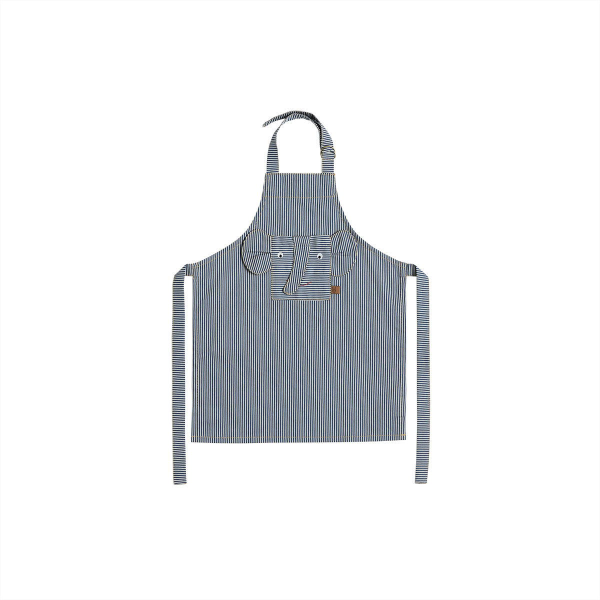 Striped Denim Elephant Apron Blue