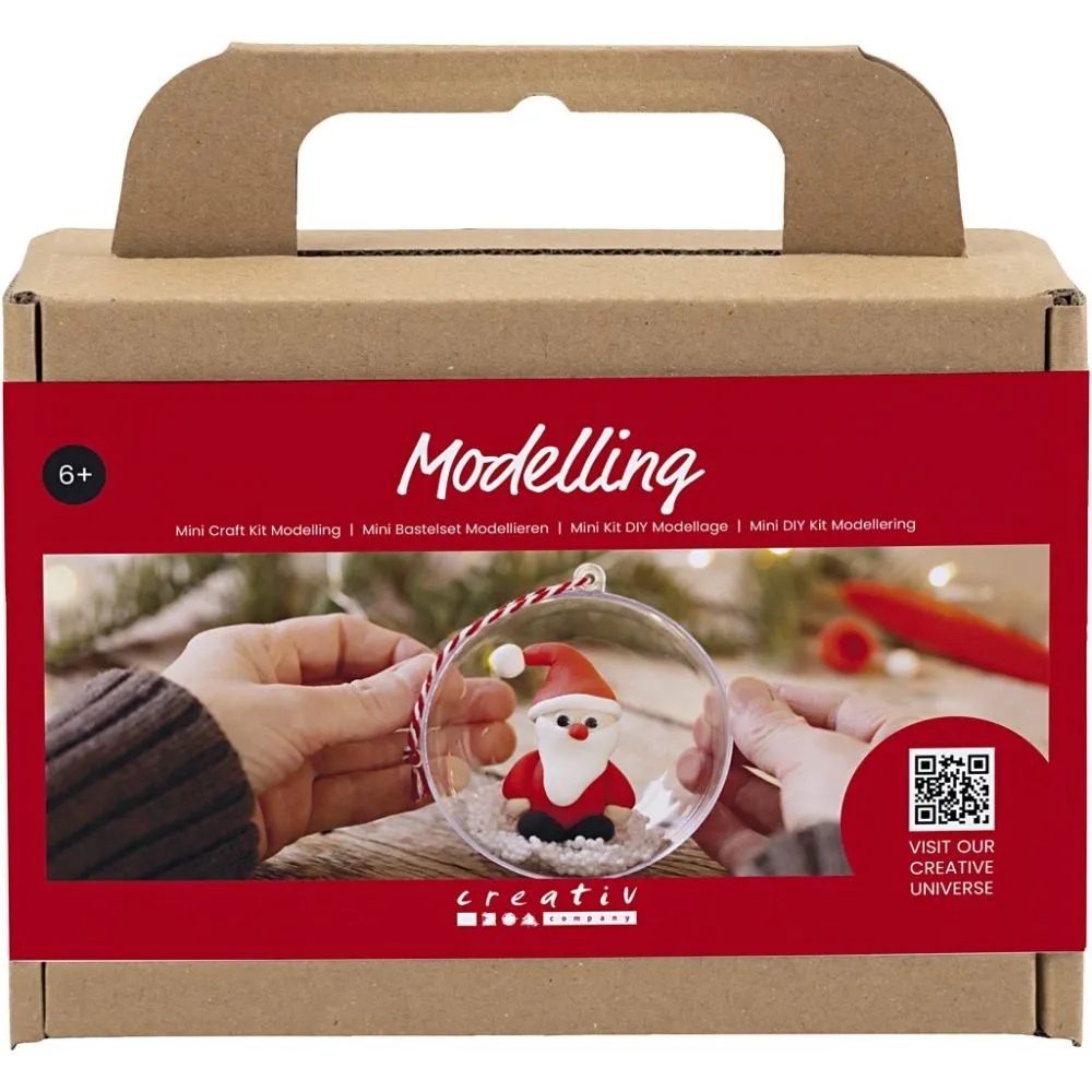 Mini DIY Kit Modellering. rødt/hvitt. Julenisse. 1 pk.