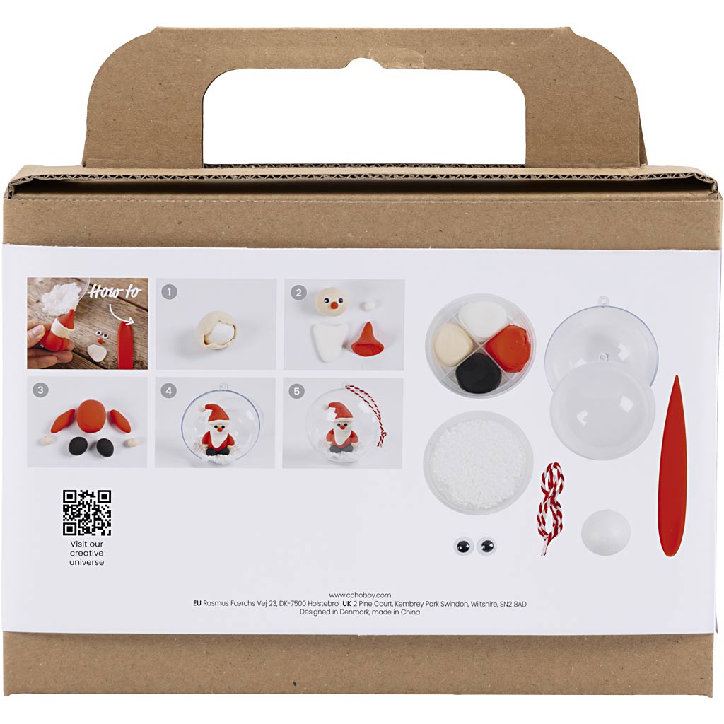 Mini DIY Kit Modellering. rødt/hvitt. Julenisse. 1 pk.