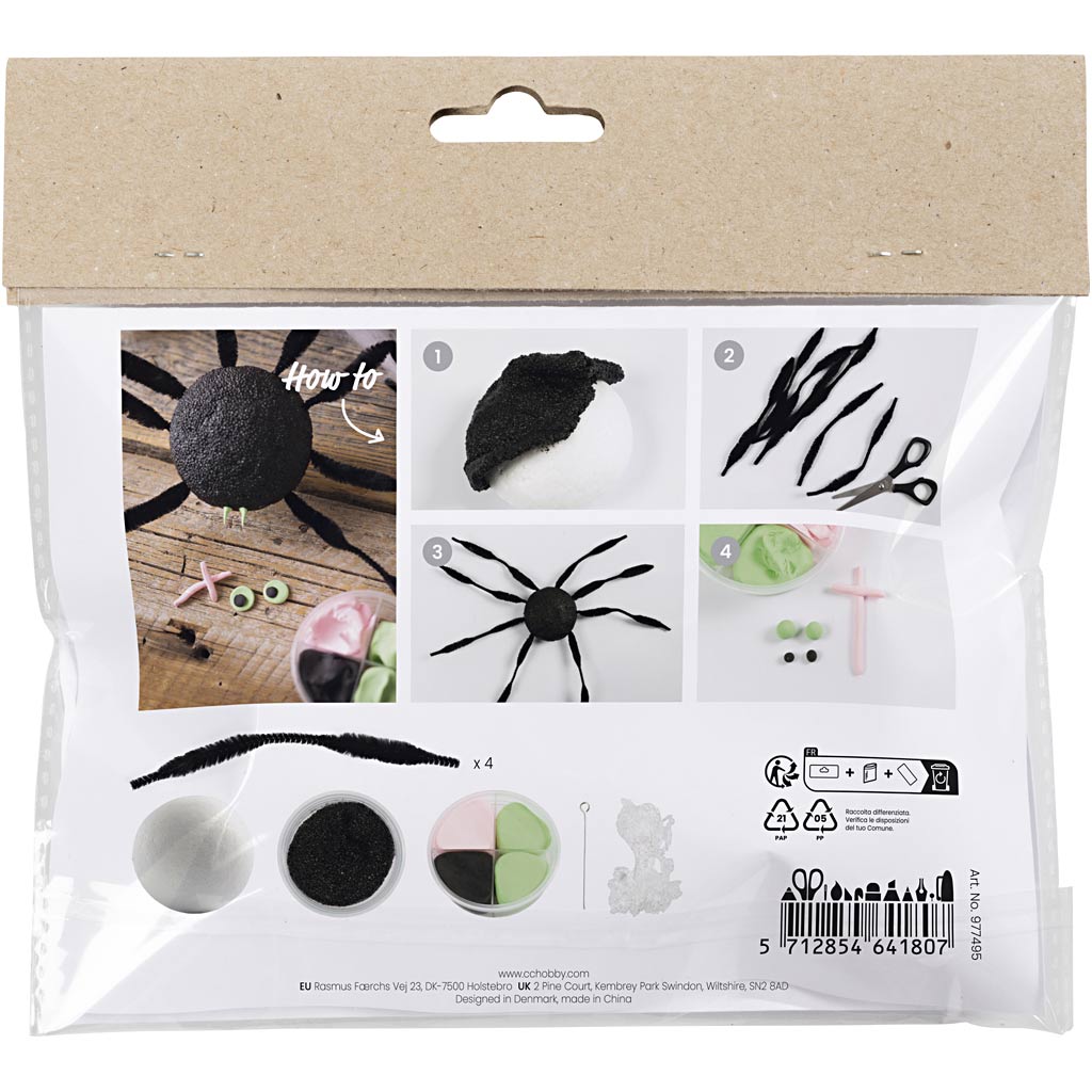 Mini DIY Kit Modellering. Edderkopp. 1 pk.