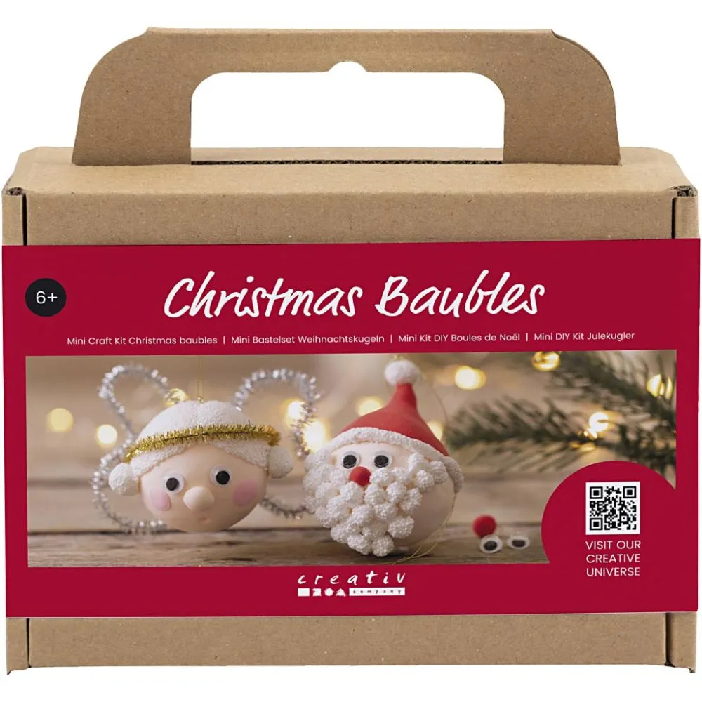 Mini DIY Kit Julekuler. Julenisse og engel. 1 pk.
