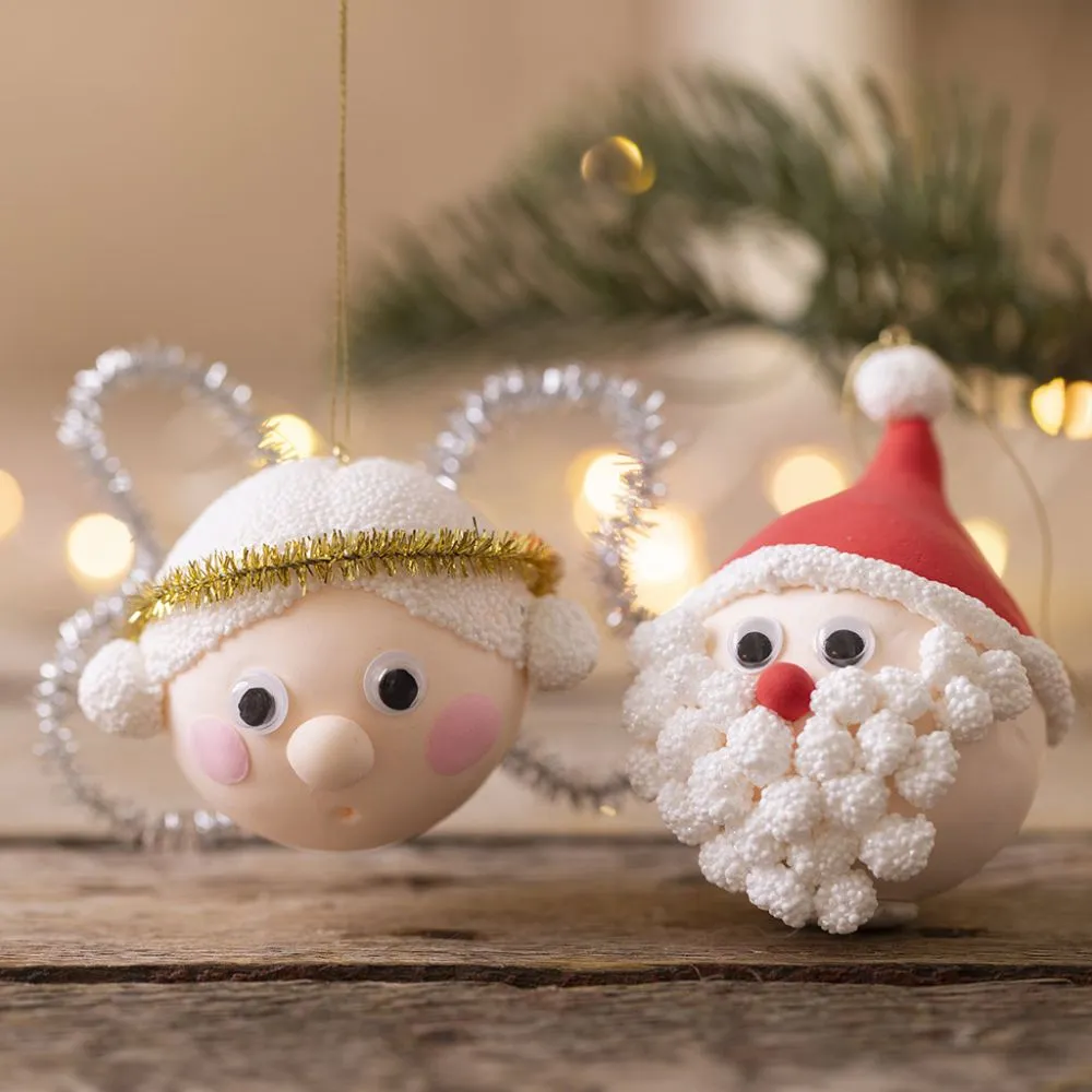 Mini DIY Kit Julekuler. Julenisse og engel. 1 pk.