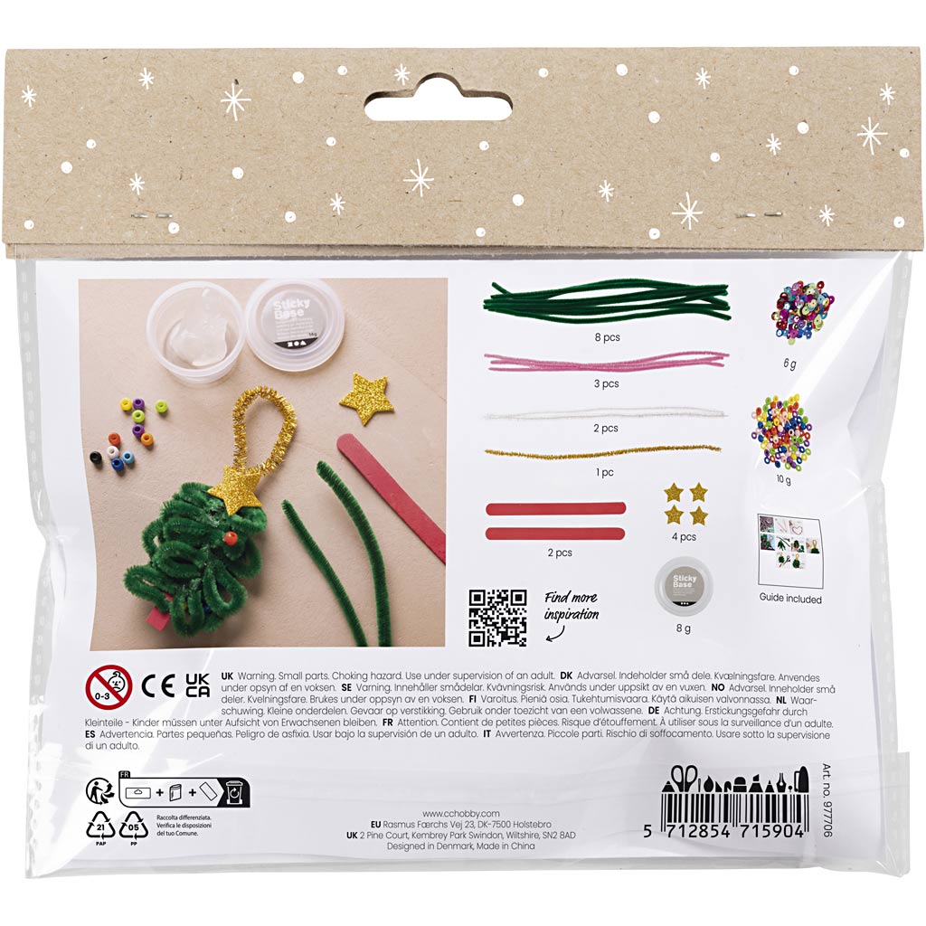 Mini DIY Kit Dekorasjon - Hjerter og juletrær