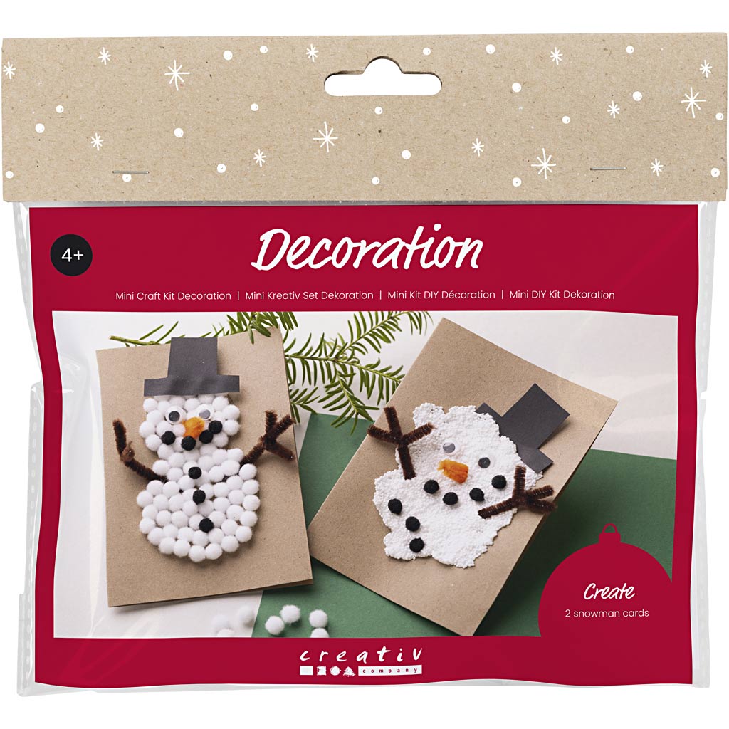 Mini DIY Kit Dekorasjon. Julekort Med Snømenn, 1pk.