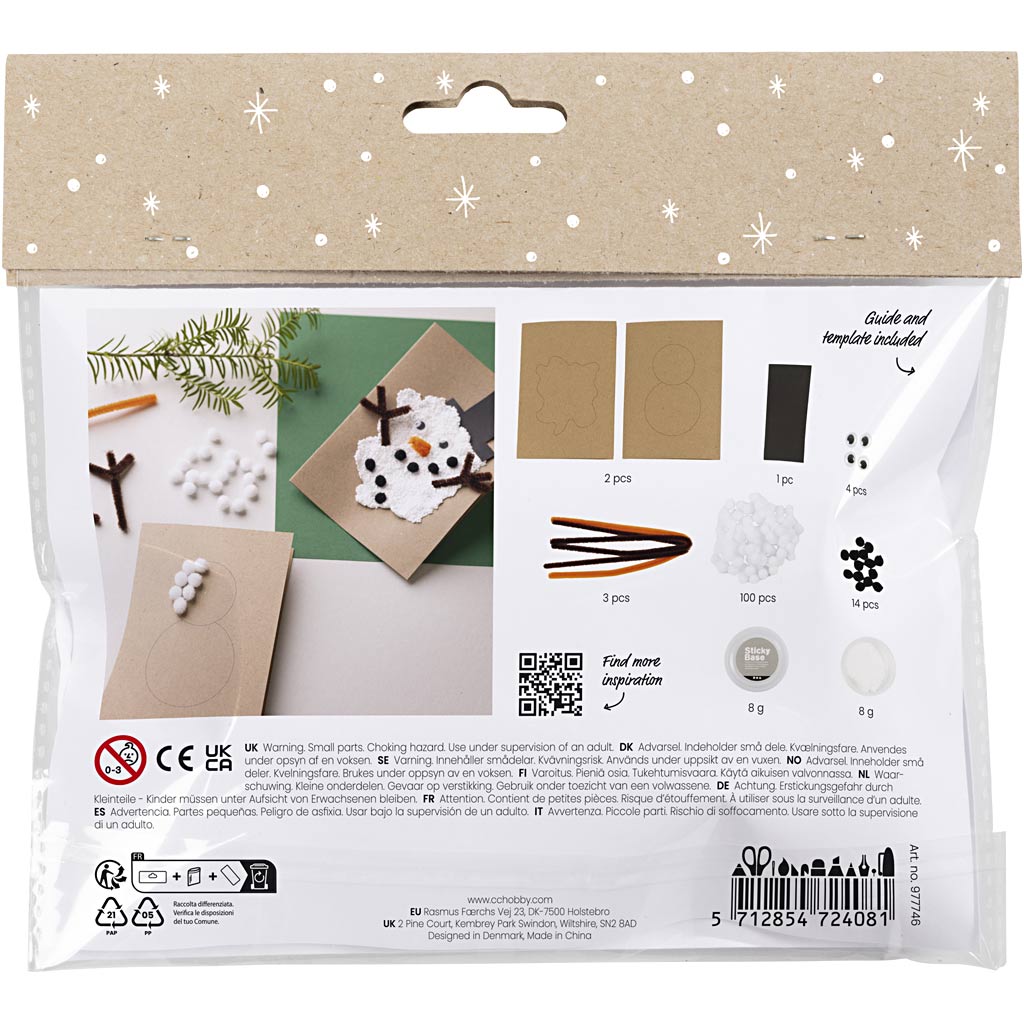 Mini DIY Kit Dekorasjon. Julekort Med Snømenn, 1pk.