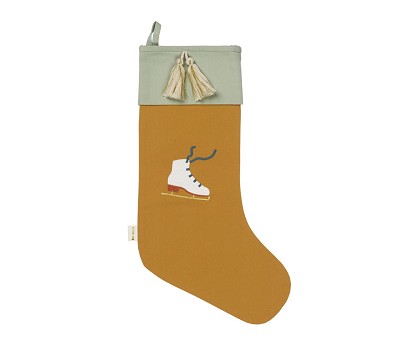 Christmas Stocking - Ice Skate embroidery - Ochre