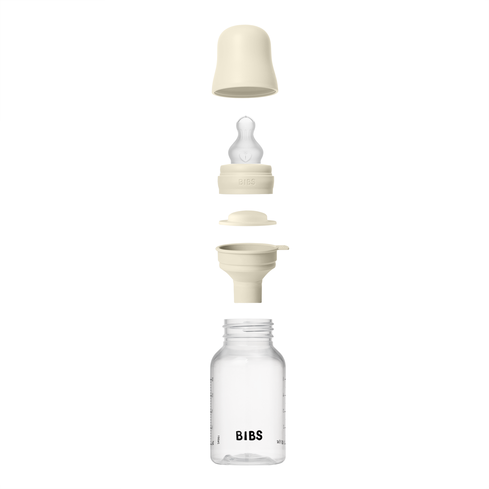 BIBS Baby Bottle Round Silicone 1 pack 150 ml Slow Flow Ivory