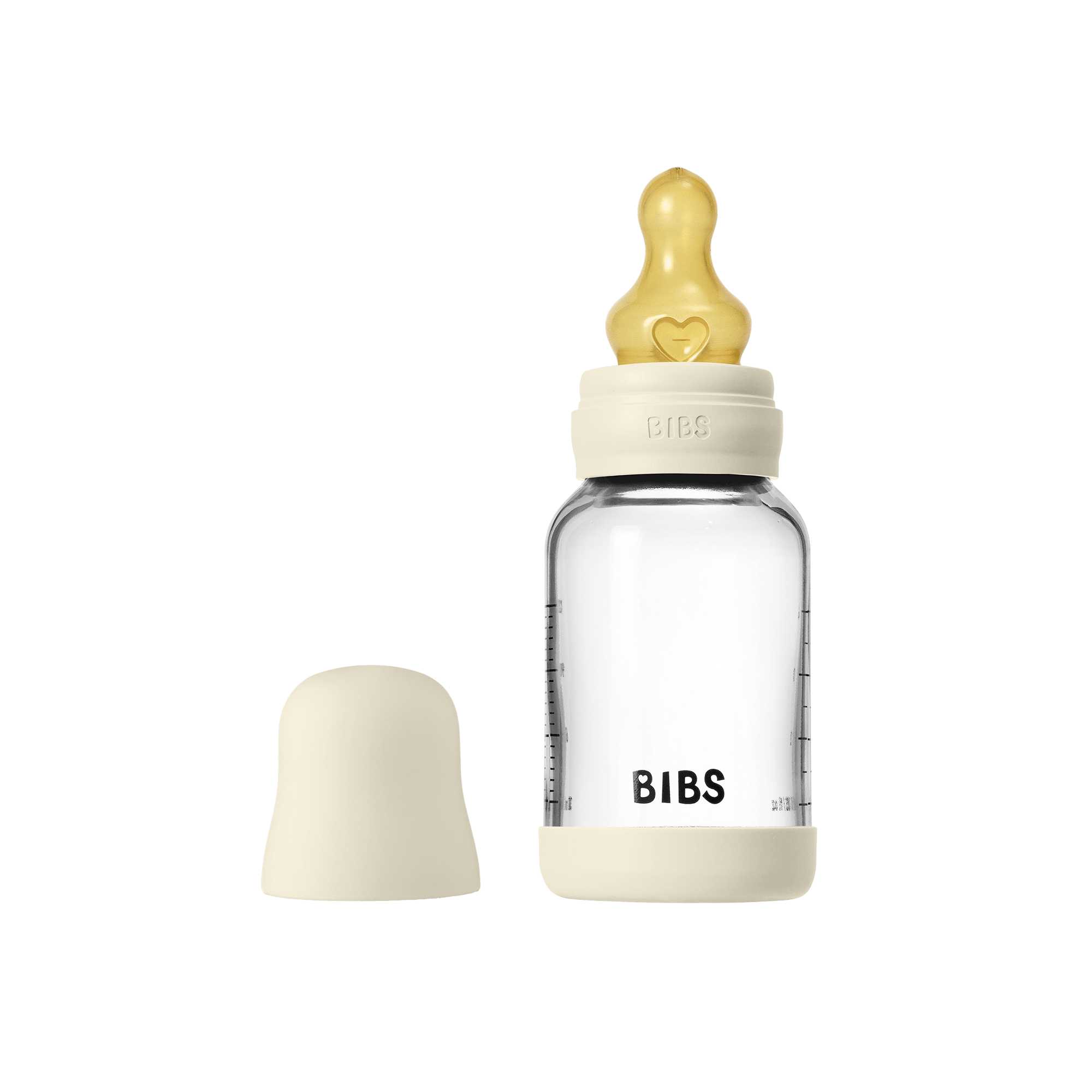 Glass Baby Bottle Round Latex 1 pack 120 ml Slow Flow Ivory