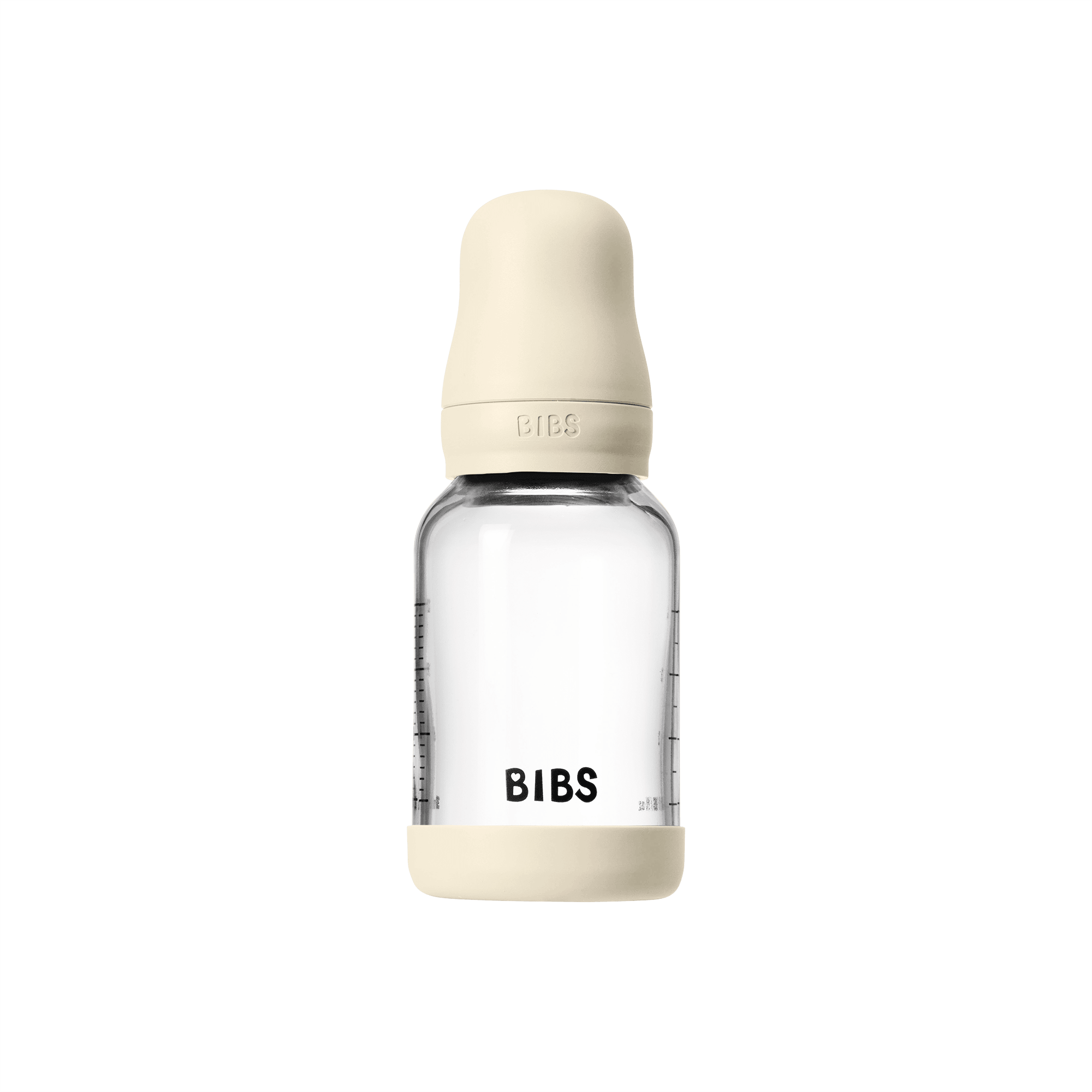 BIBS Glass Baby Bottle Round Latex 1 pack 120 ml Slow Flow Ivory