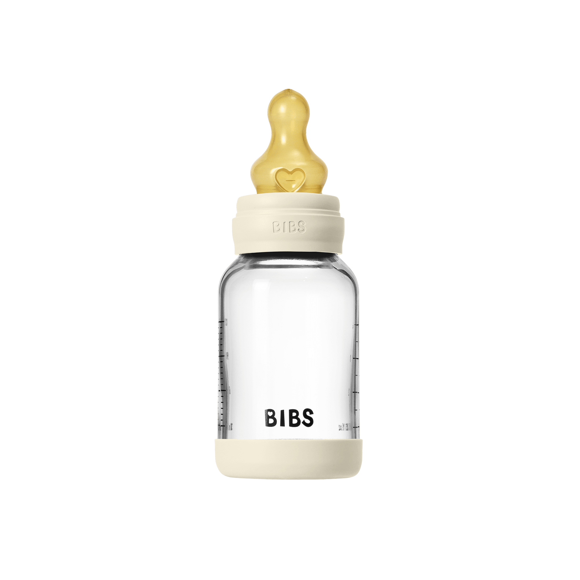 BIBS Glass Baby Bottle Round Latex 1 pack 120 ml Slow Flow Ivory