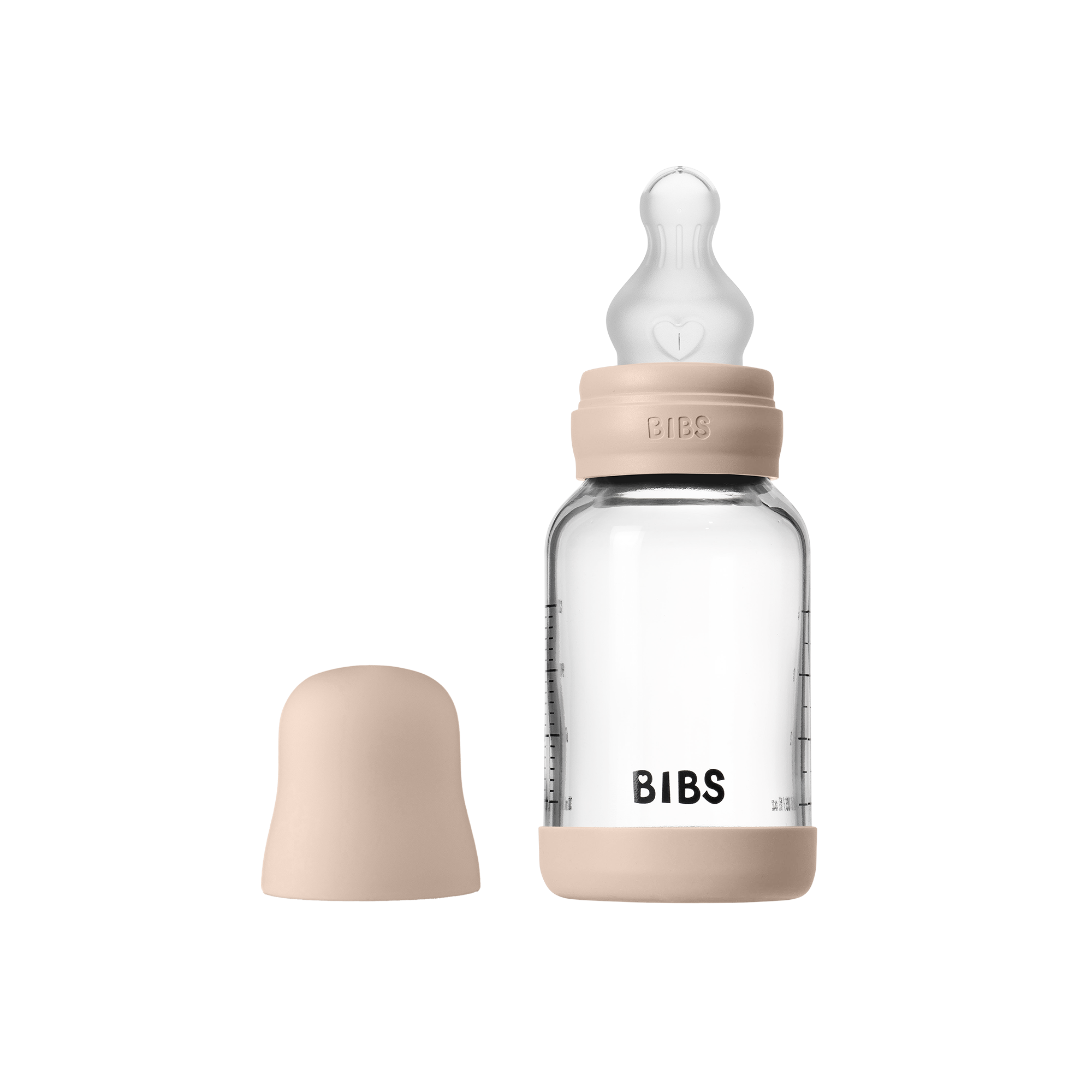 Glass Baby Bottle Round Silicone 1 pack 120 ml Slow Flow Blush
