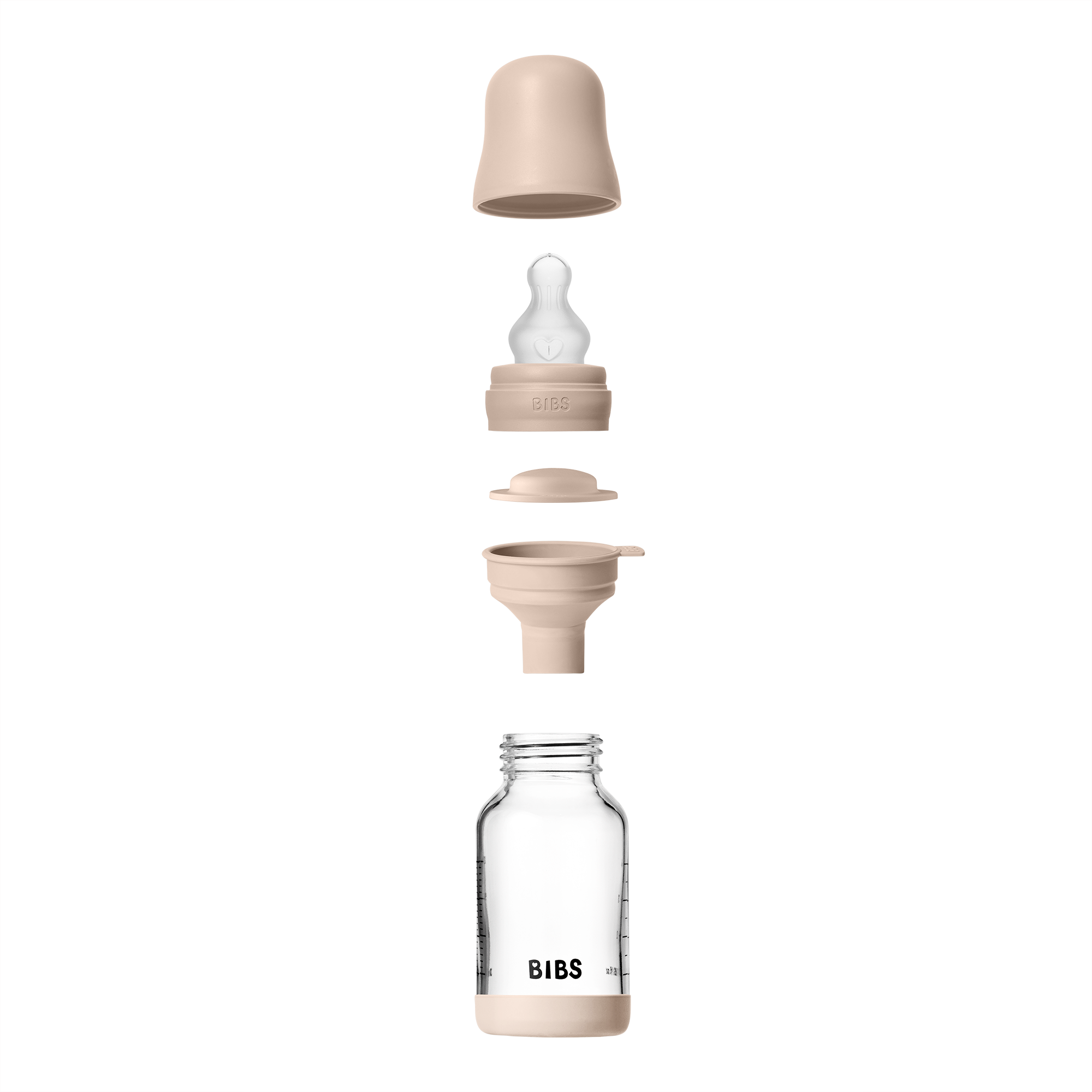 BIBS Glass Baby Bottle Round Silicone 1 pack 120 ml Slow Flow Blush
