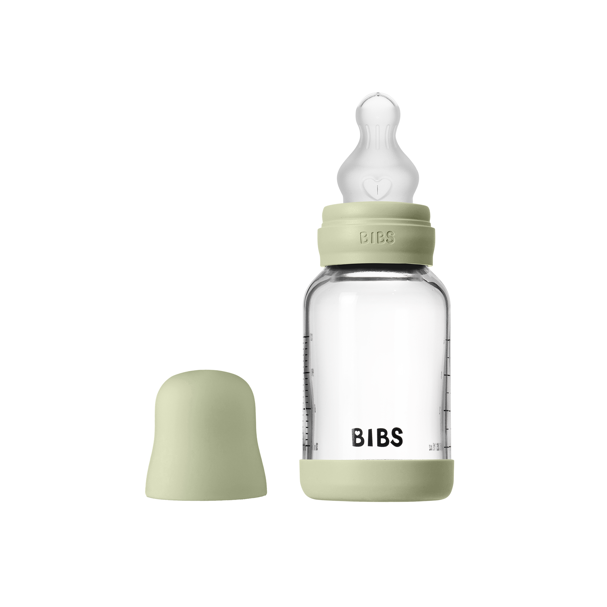 Glass Baby Bottle Round Silicone 1 pack 120 ml Slow Flow Sage