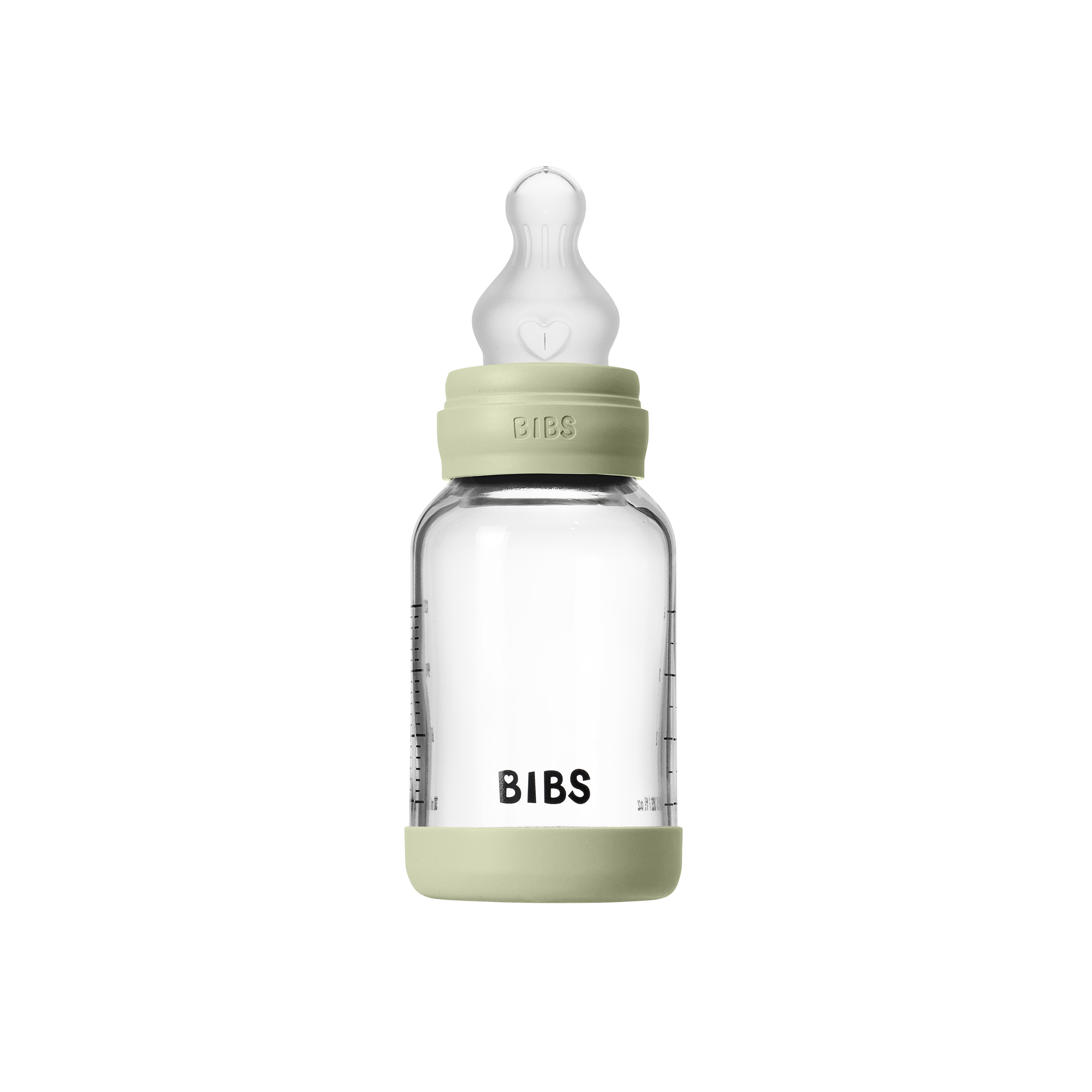 BIBS Glass Baby Bottle Round Silicone 1 pack 120 ml Slow Flow Sage
