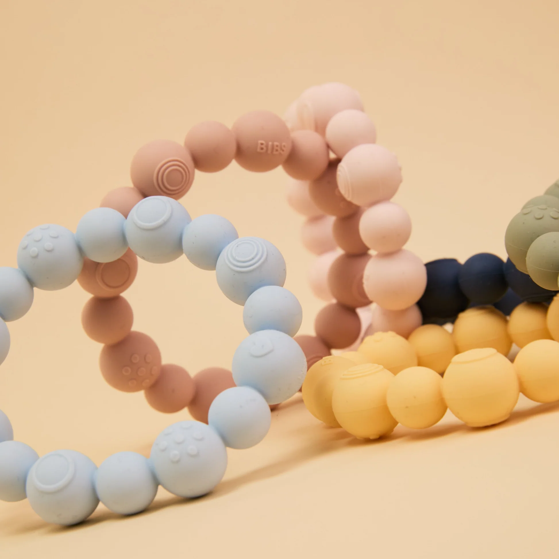 BIBS Teething Ring Beaded Blush