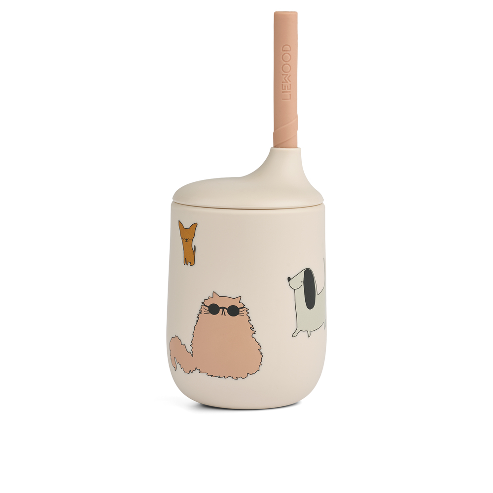 Ellis Printed Sippy Cup 230ml Cats and Dogs / Sandy - AW25