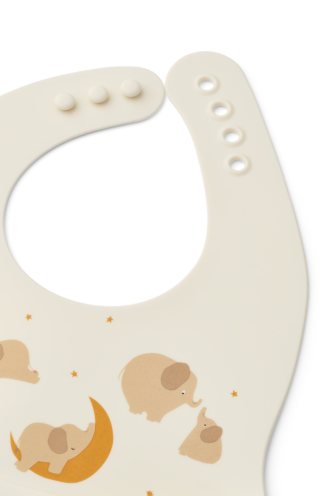 Ember Printed Bib 2-pack Elephant / Creme de la creme - AW25