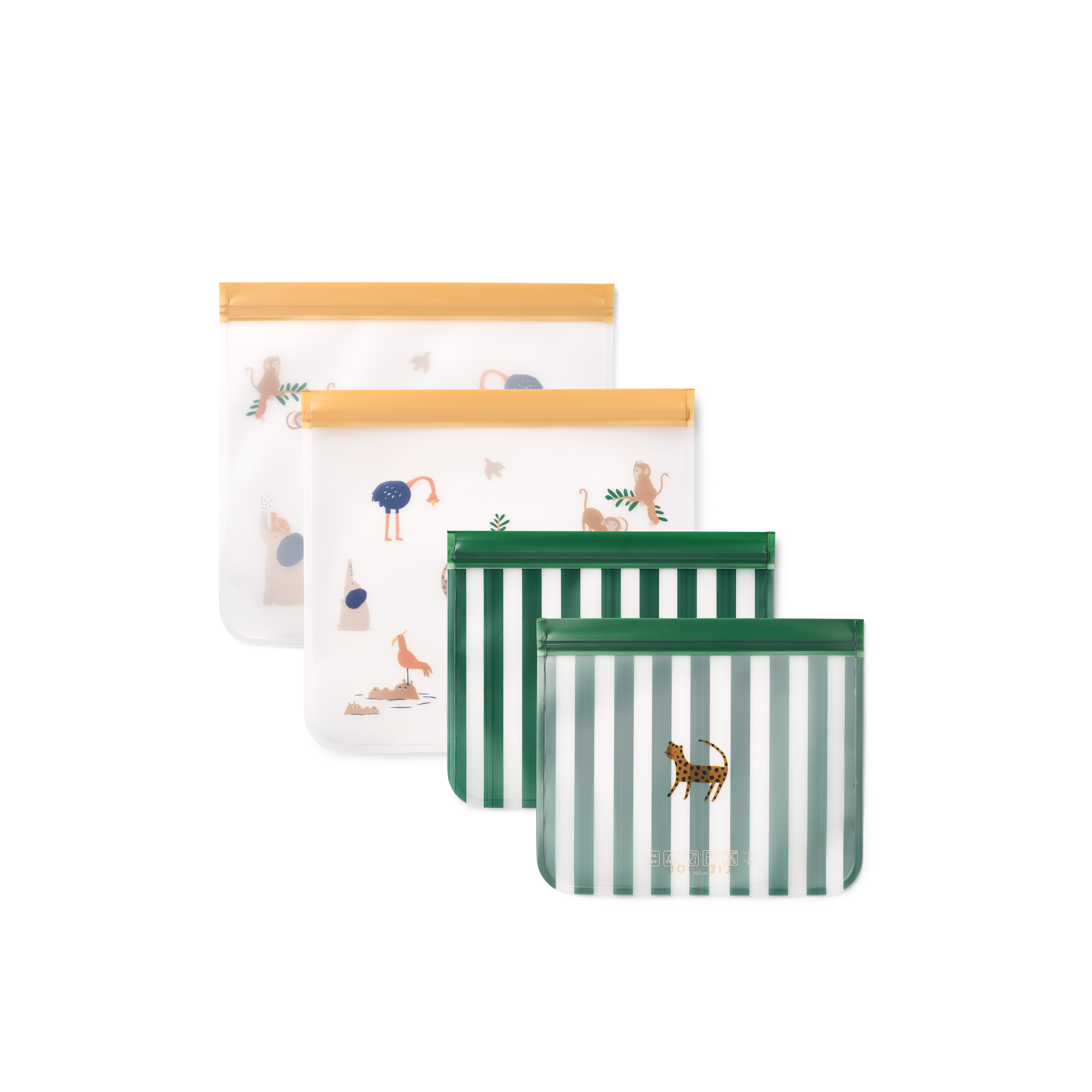 Rebus Reusable Food Bags 4-Pack All together / Sandy  - AW25