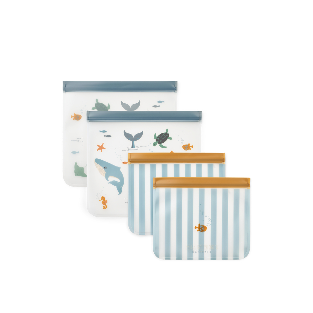 Rebus Reusable Food Bags 4-Pack Sea creature / Sandy - SS26