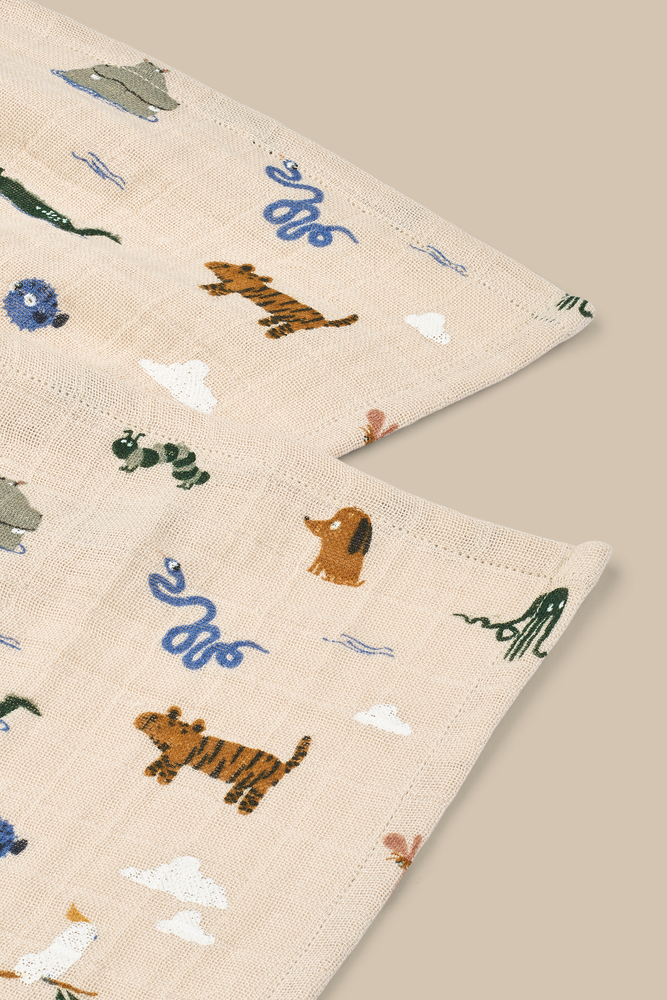 Lewis Muslin Cloth 2-Pack Around the world / Sandy - 10YC