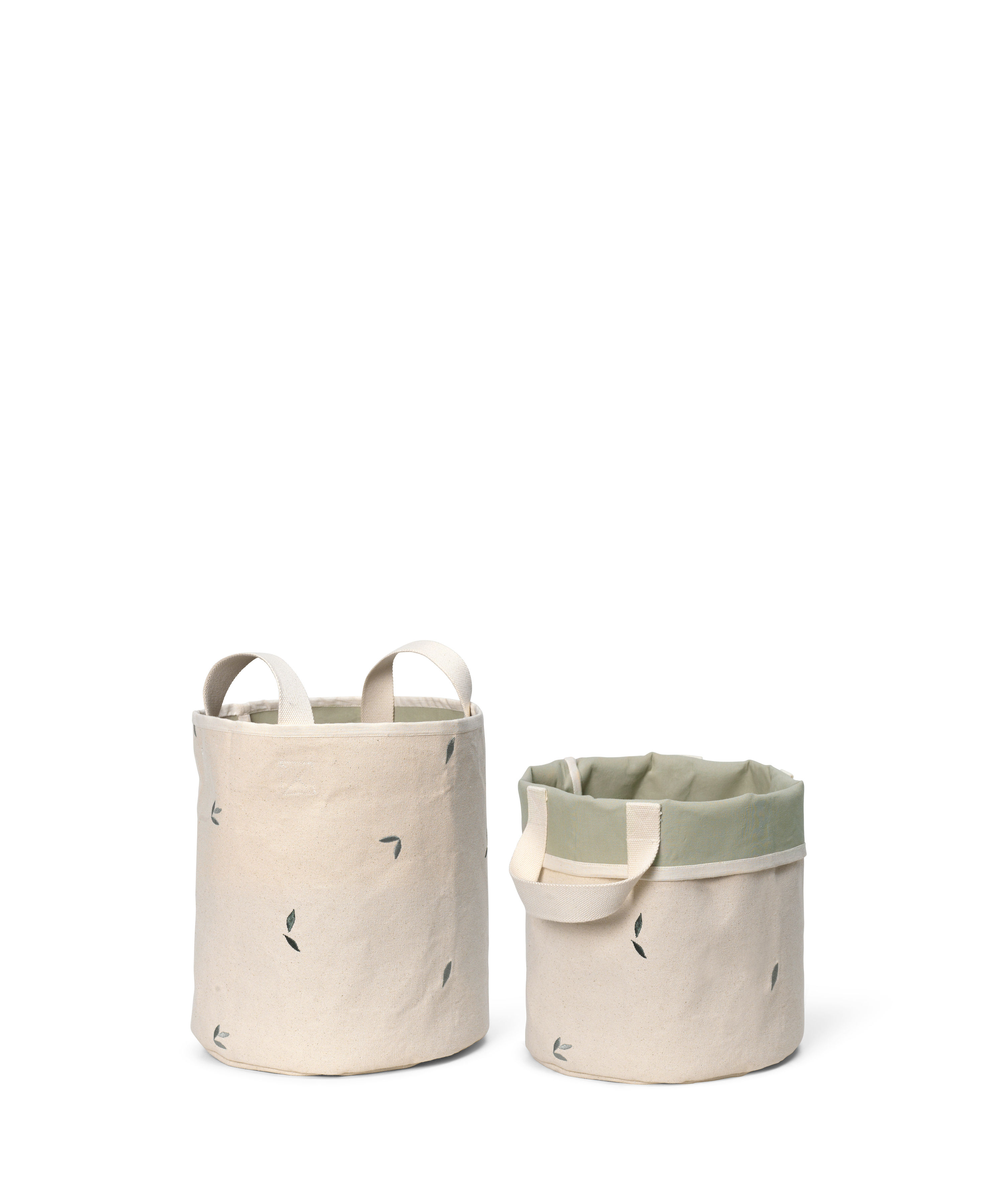 Dear April 2-pack Embroidered Storage Baskets, small, Leaves