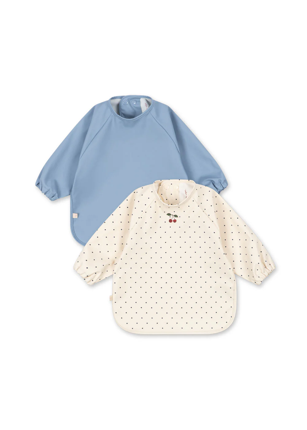 2 PACK DINNER BIB WITH SLEEVES NAVY DOT/RAIN WASHED 6-12M - SS26