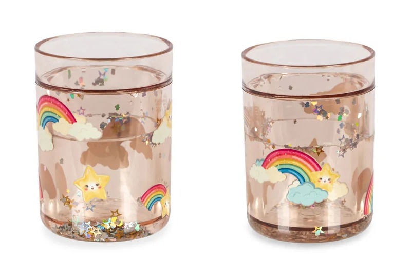 2 PACK GLITTER CUPS RAINBOW AW26