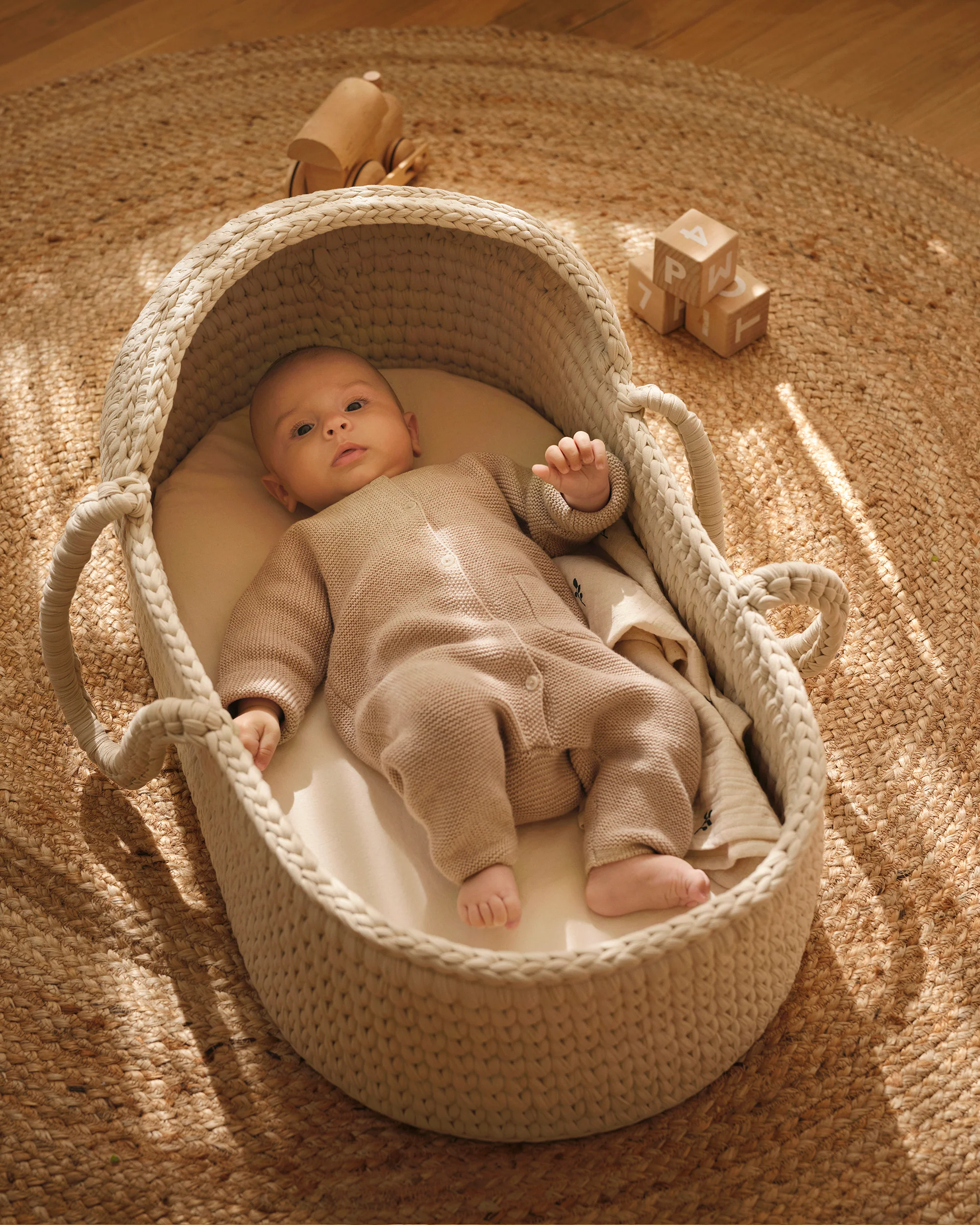 Moses Basket with stand Nature