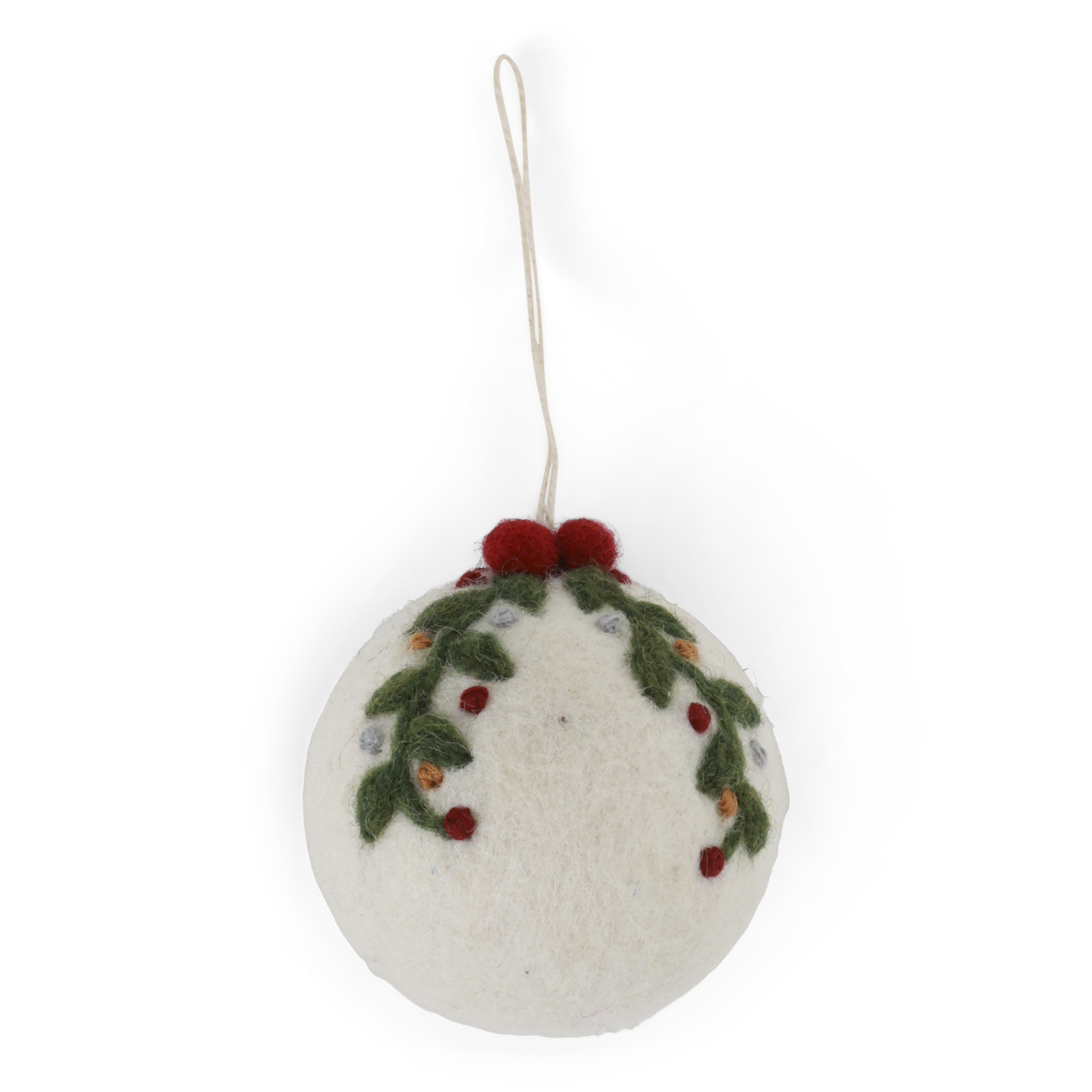 Christmas Bauble - White w/Garland - AW25