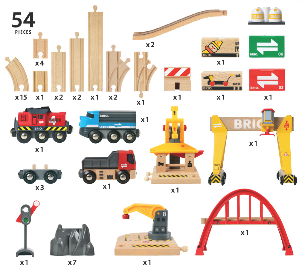 BRIOWorld Togbane Cargo luksussett i boks. 54 deler