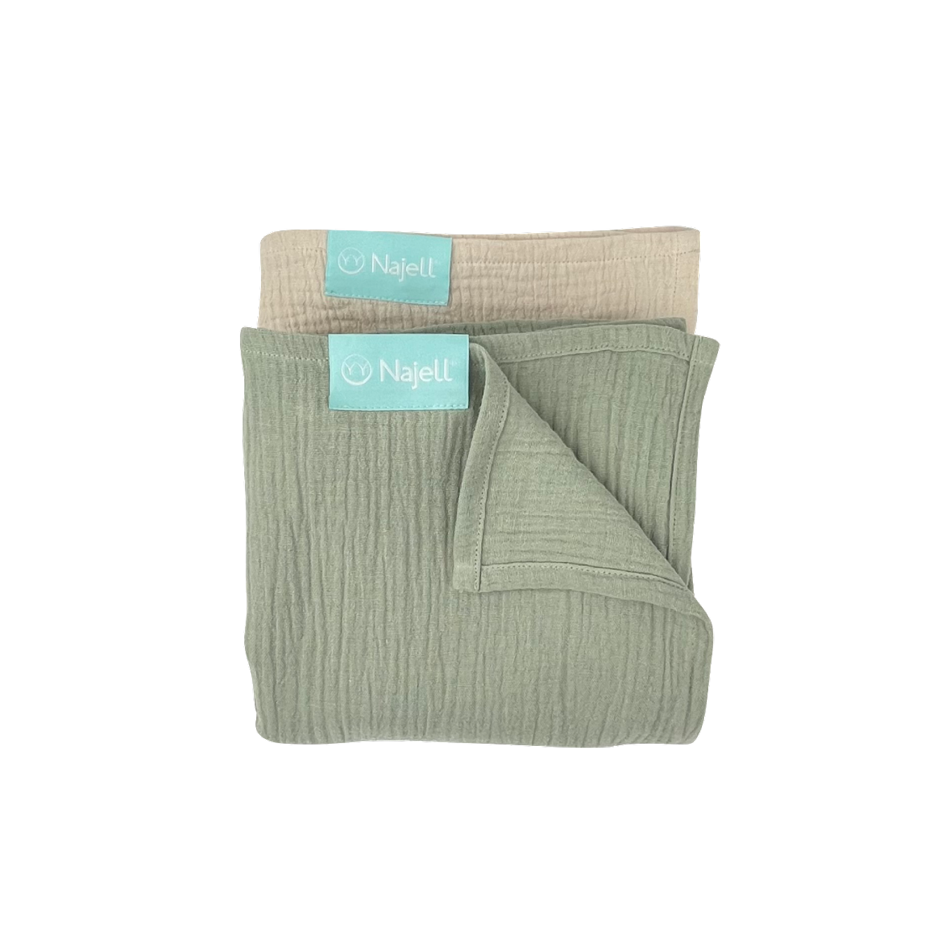 Muslin Blanket - Ivory White/Agave Green