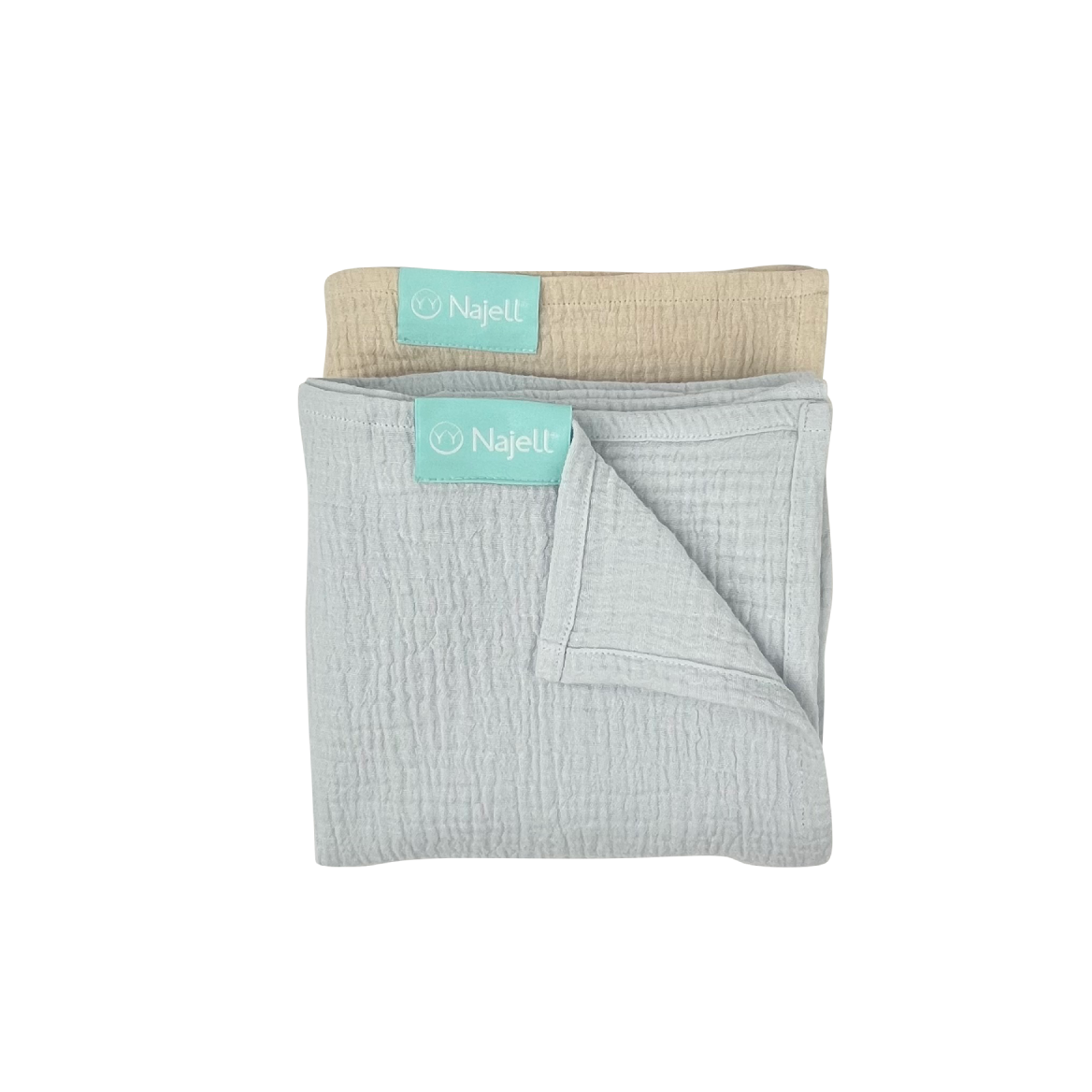 Muslin Blanket - Soft Beige/Sky Blue