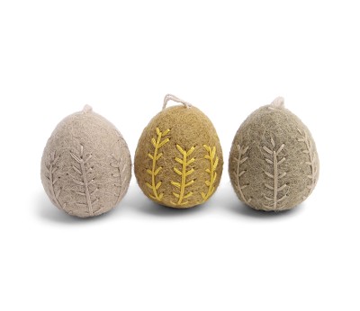 Eggs Clay Colors with Garland Embroidery - Set of 3 - P24