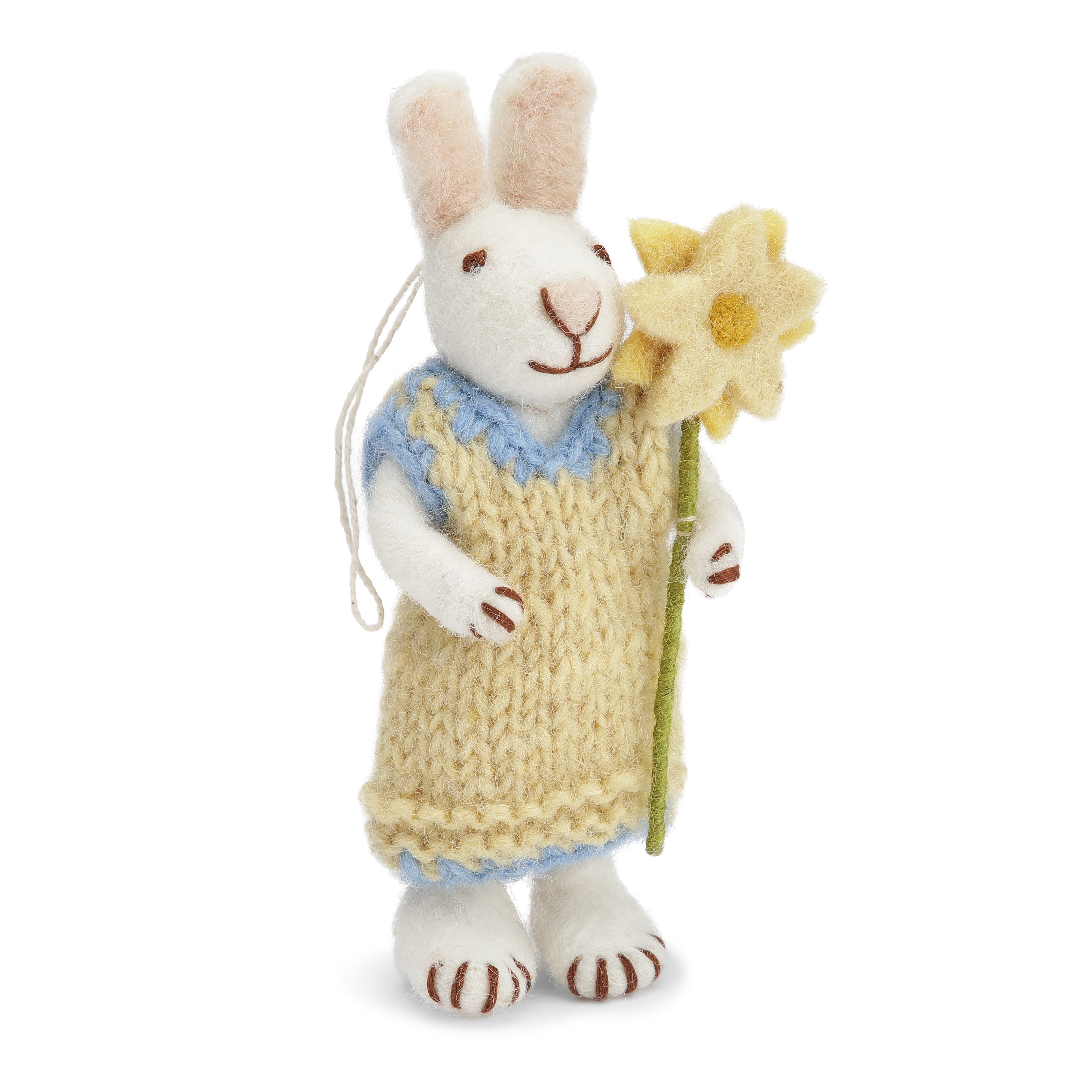 Small White Bunny w/Yellow Dress & Flower - P25