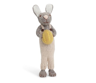 Big Grey Bunny with Light Grey Pants and Yellow Egg - P24
