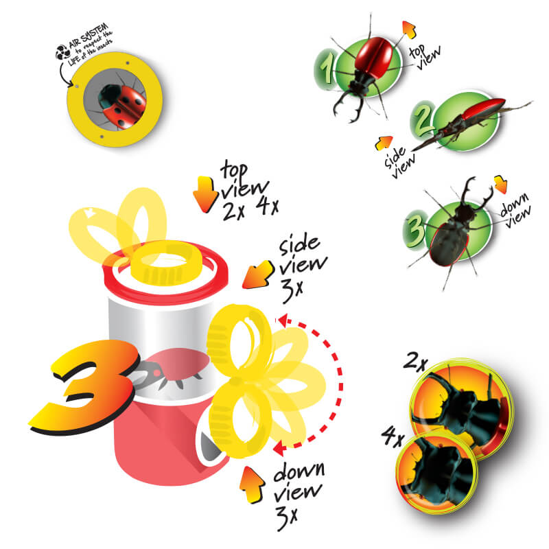 Triple Bug Viewer – 3 way T-Color in Display 12 pcs