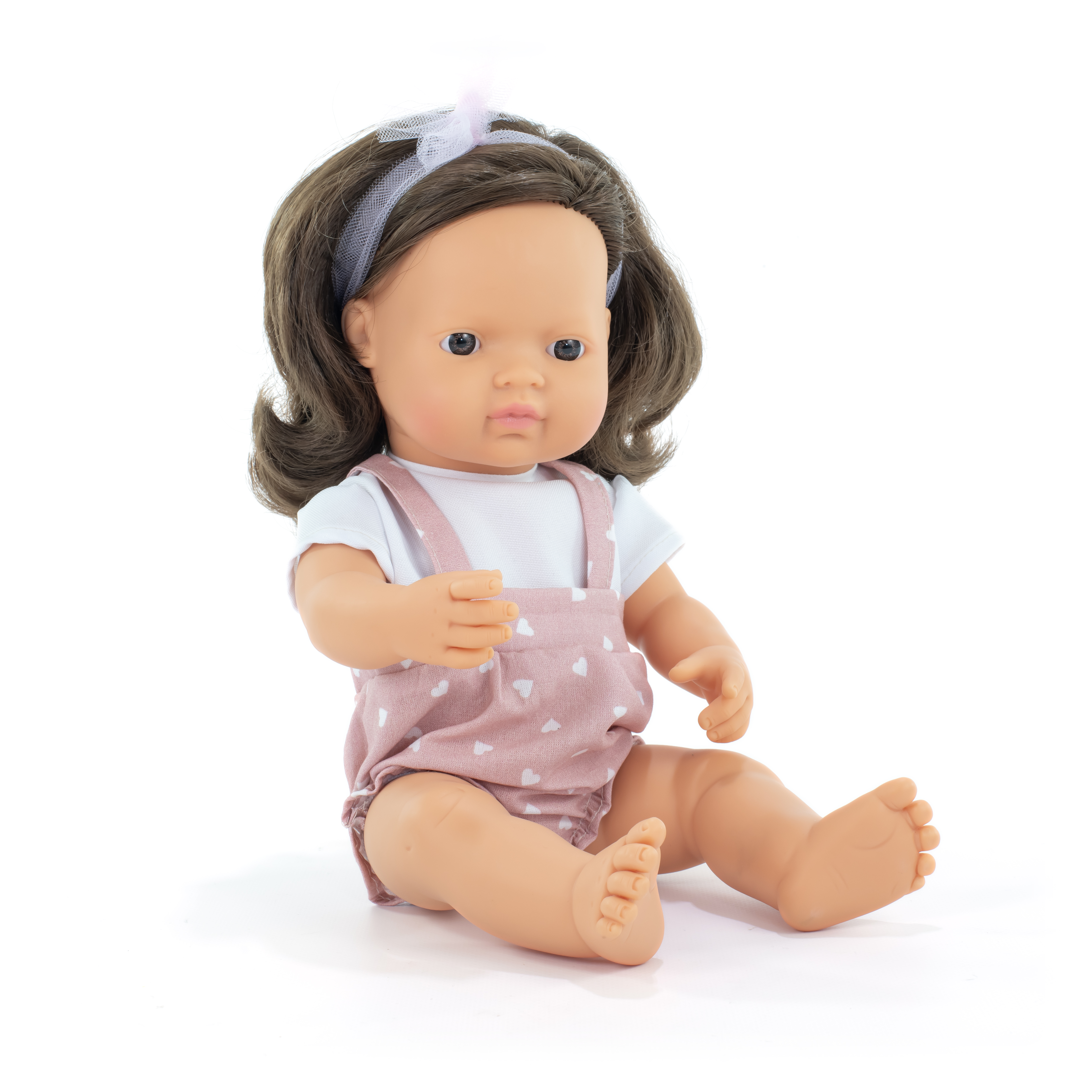 MF&M BABY DOLL BROWN HAIR GIRL 38CM