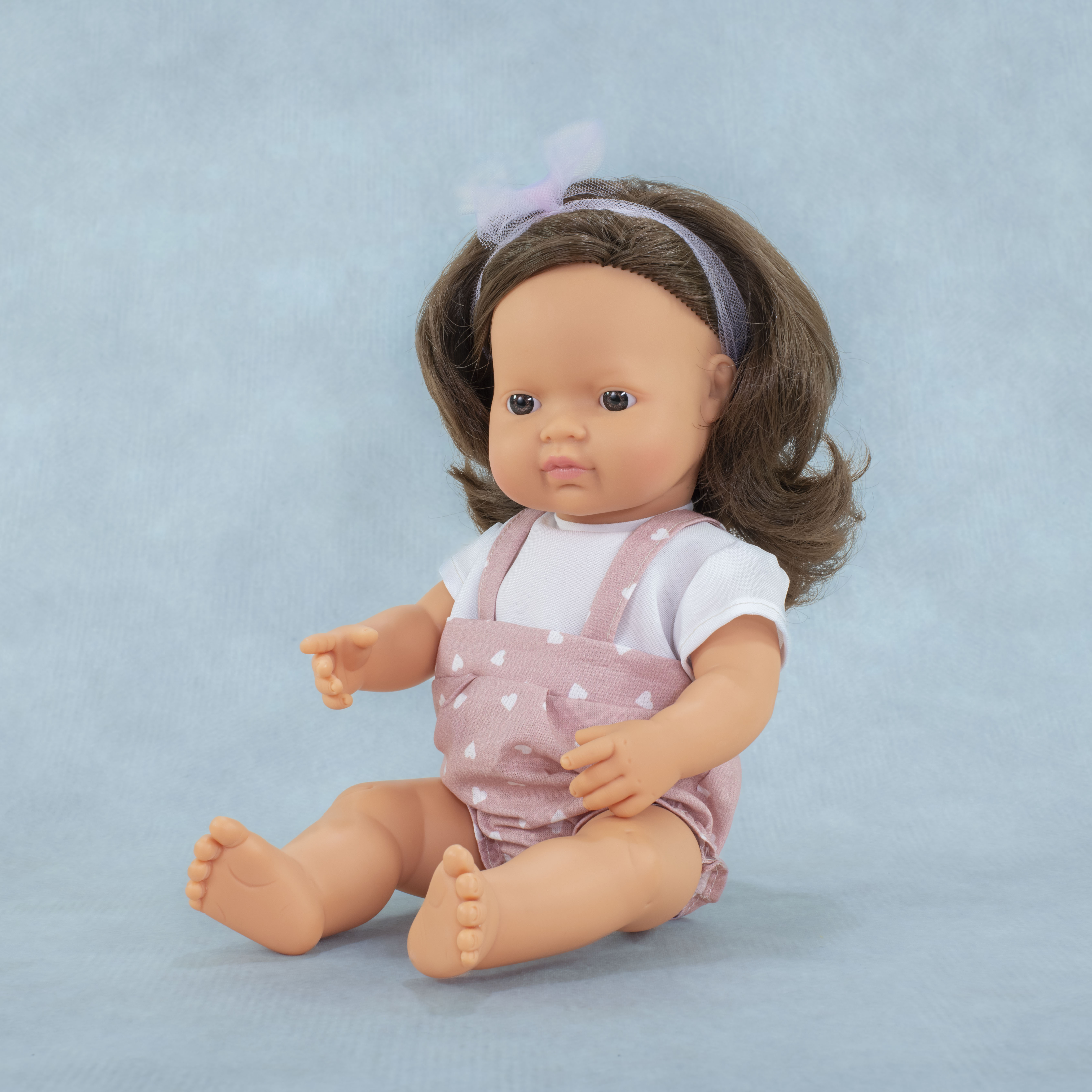 MF&M BABY DOLL BROWN HAIR GIRL 38CM
