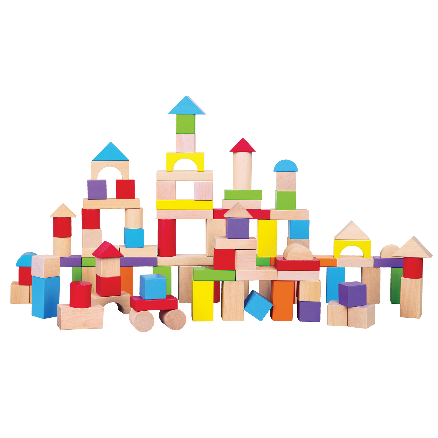 Building blocks in a drum - multi color - 100 pieces