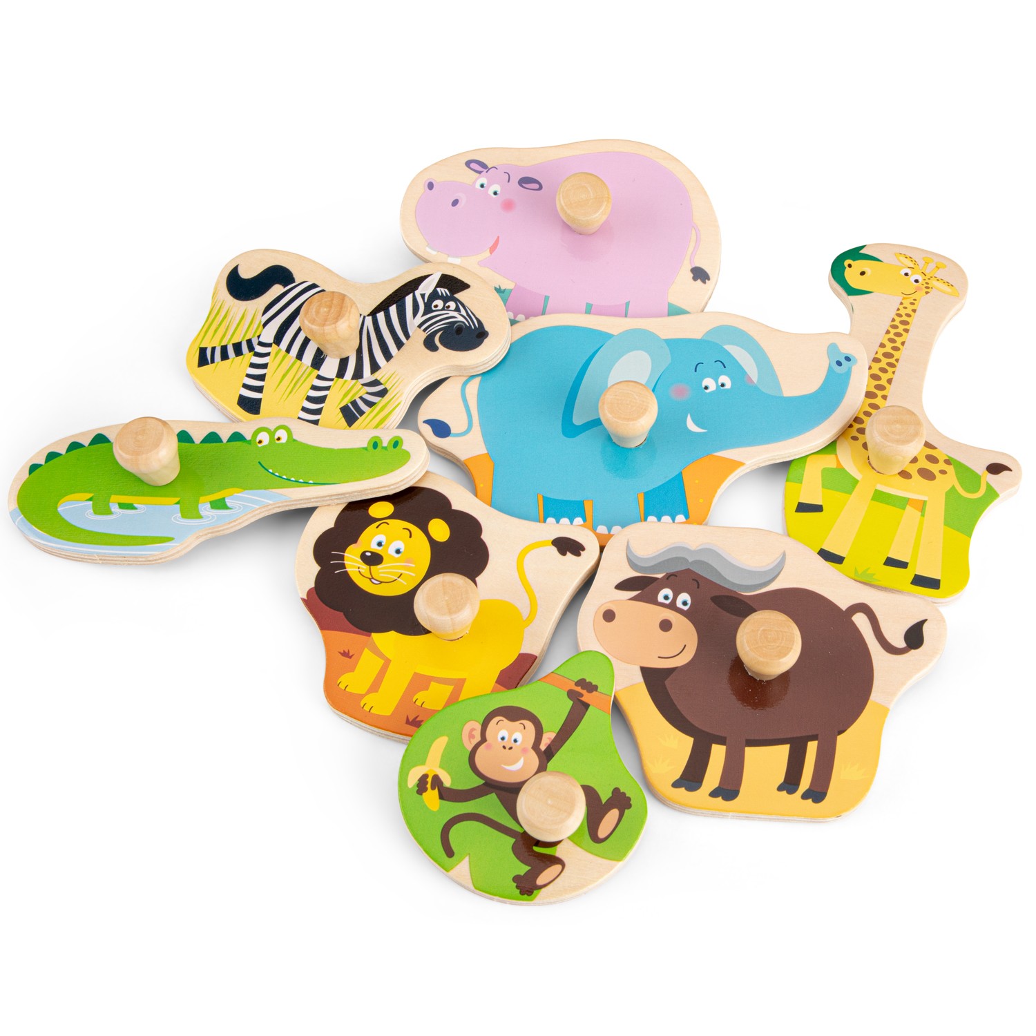 Peg puzzle - 8 pieces - safari