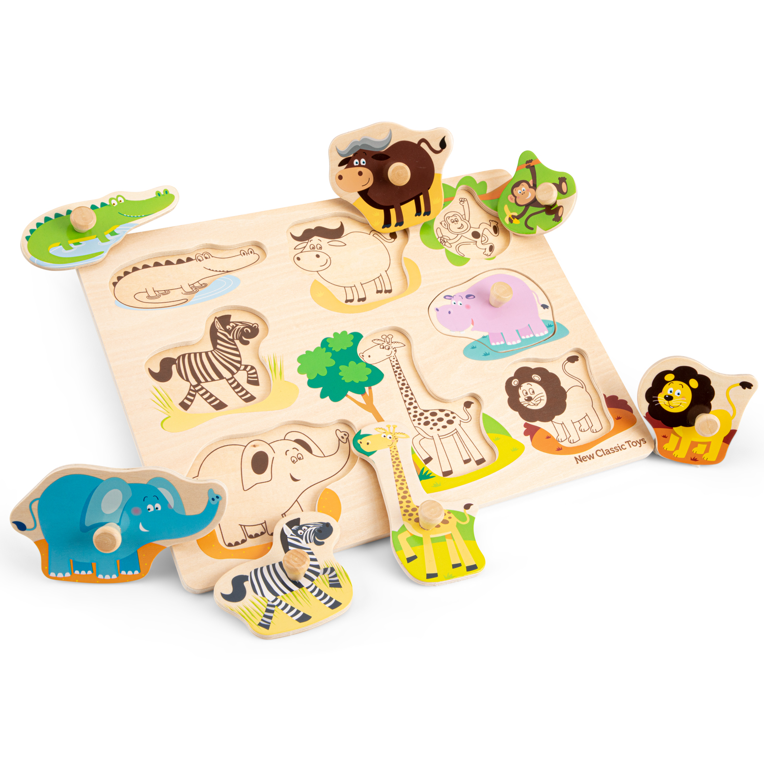 Peg puzzle - 8 pieces - safari