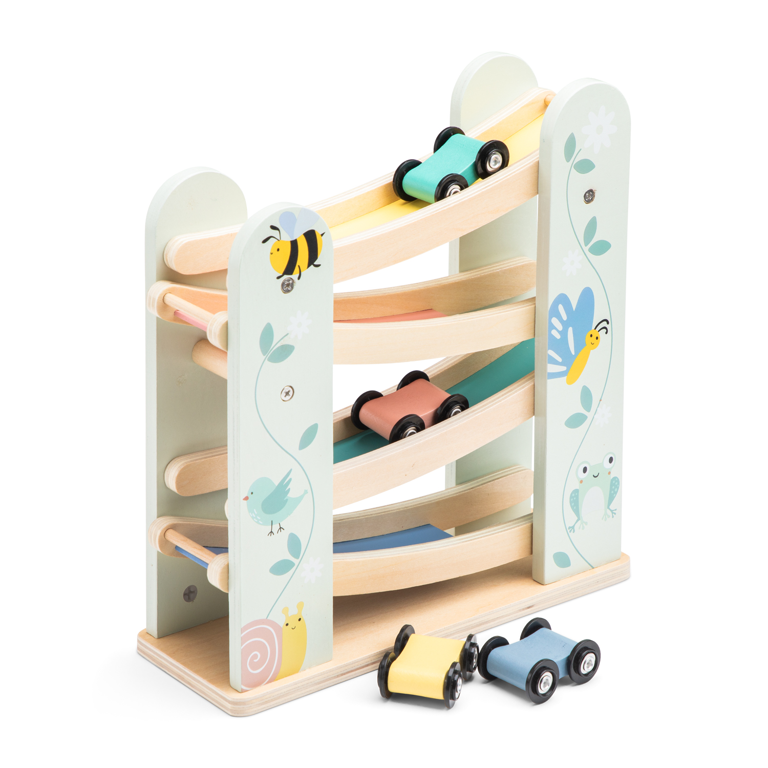 Wooden Ramp Racer with 4 Cars