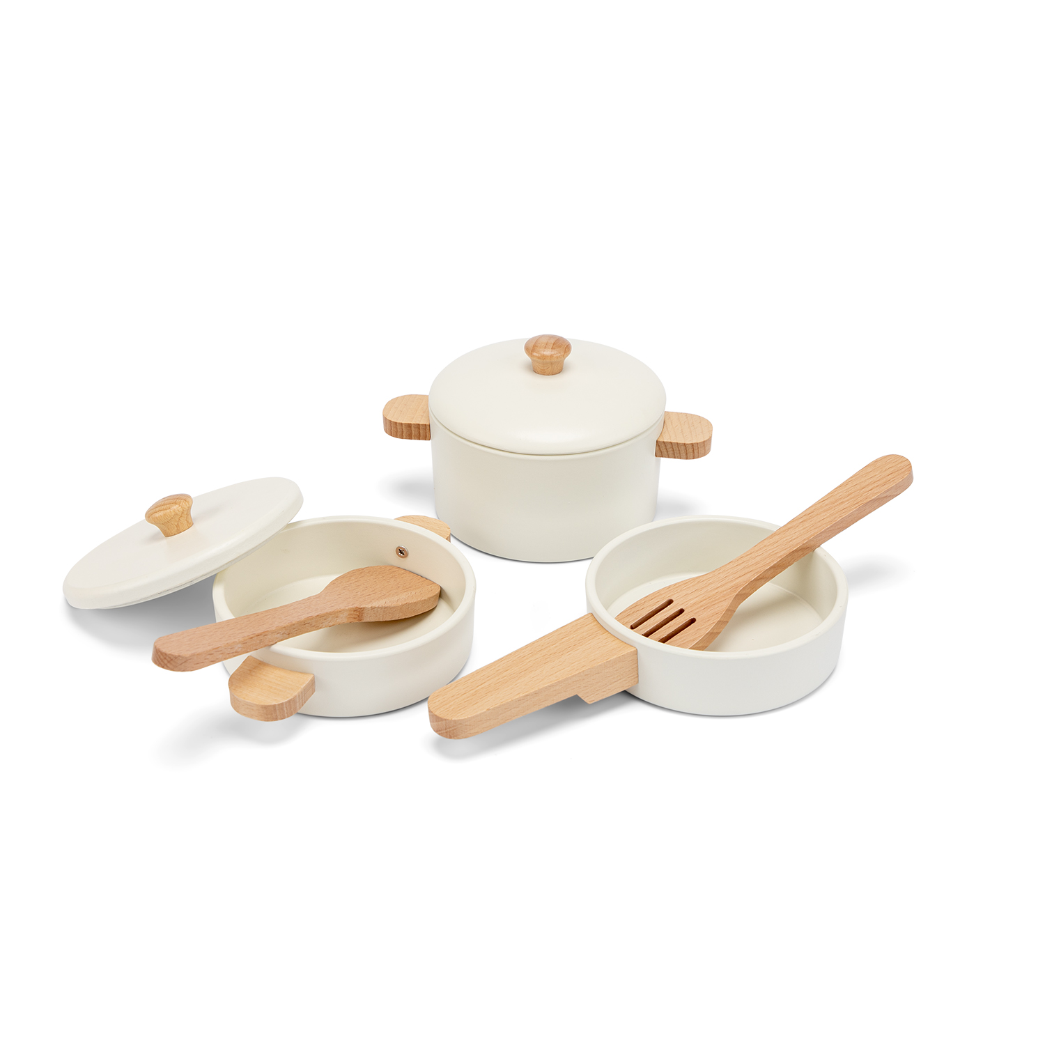 Wooden pan set (white) FSC