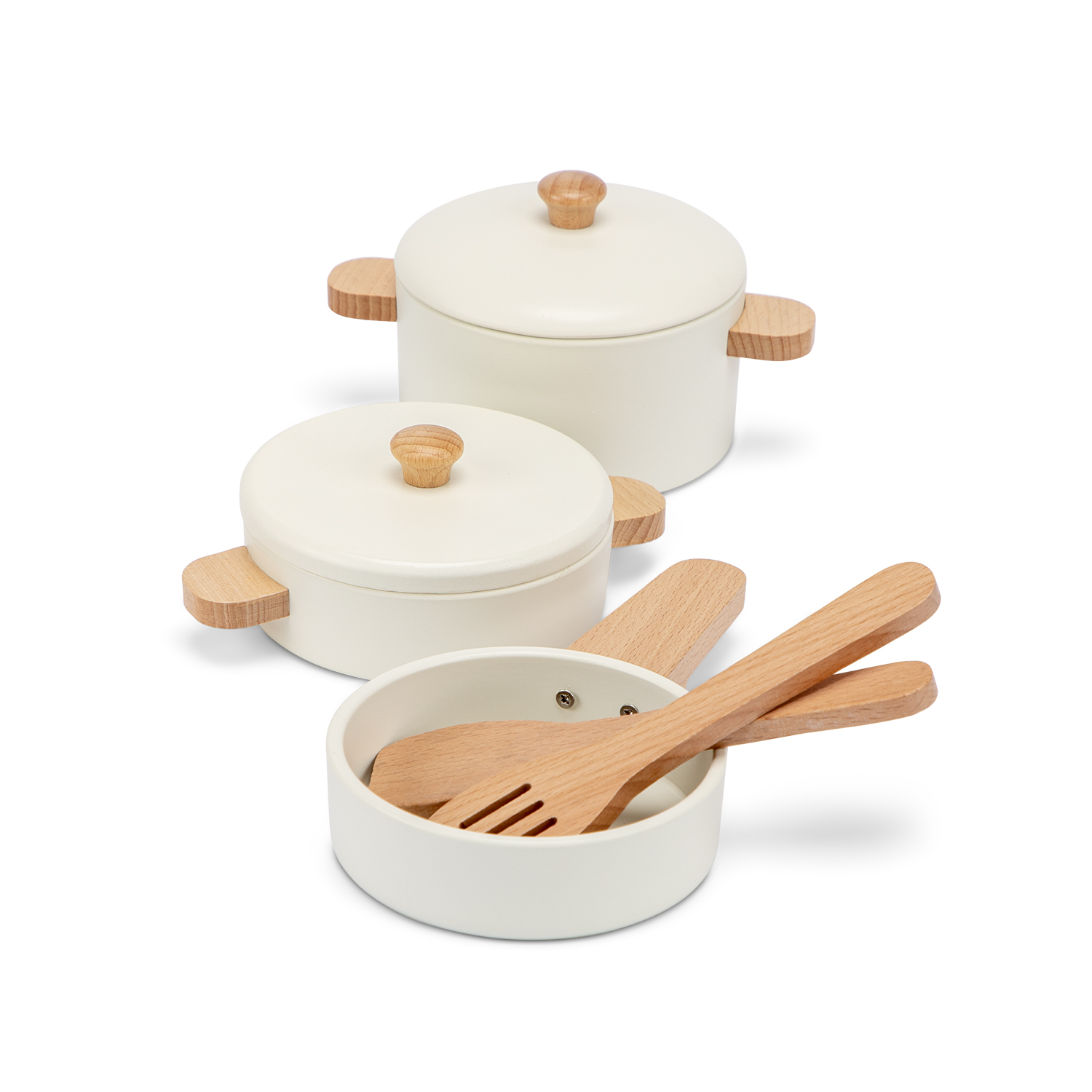 Wooden pan set (white) FSC