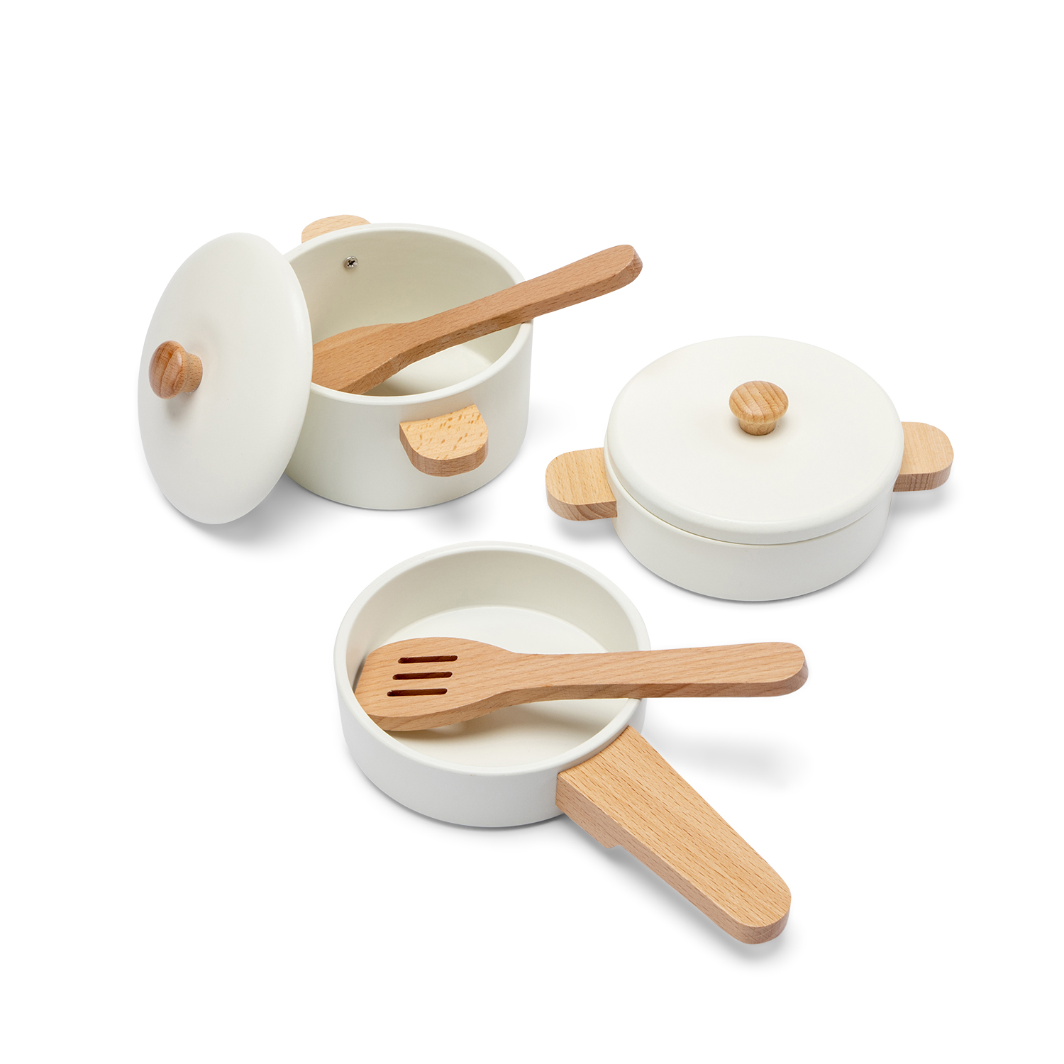 Wooden pan set (white) FSC
